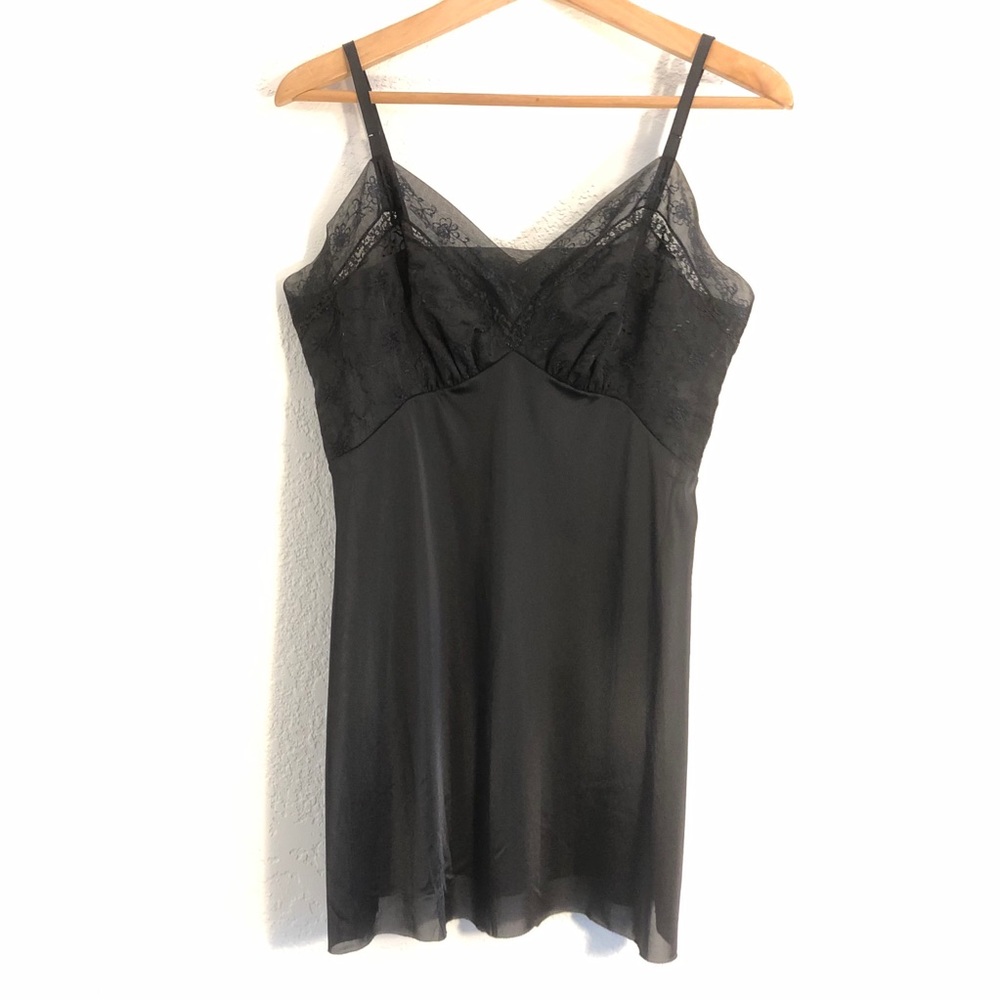 Vintage Vanity Fair Chemise Slip Black Nylon
